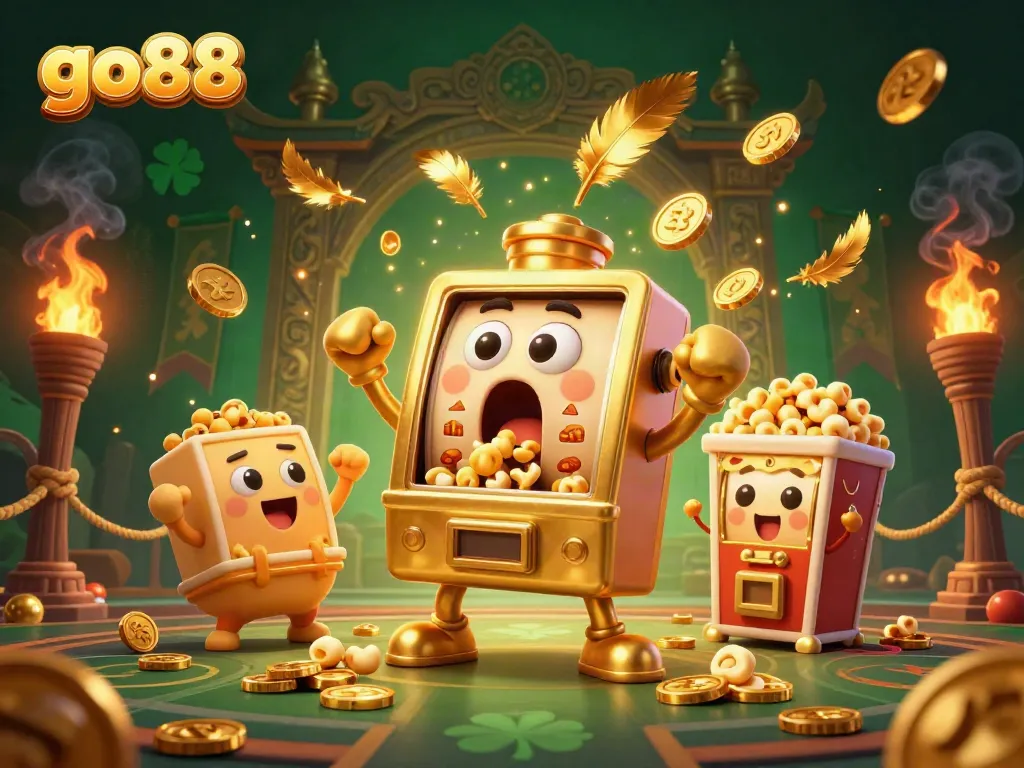 Engage in the exhilarating world of go88 with dynamic scenes of winning slots and golden rewards.