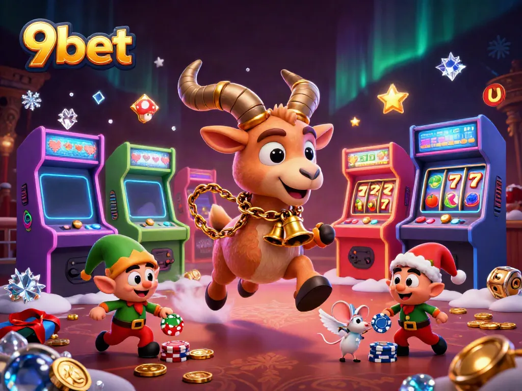 Experience thrilling gameplay and fun at 9bet's holiday-horror casino scene featuring captivating characters.