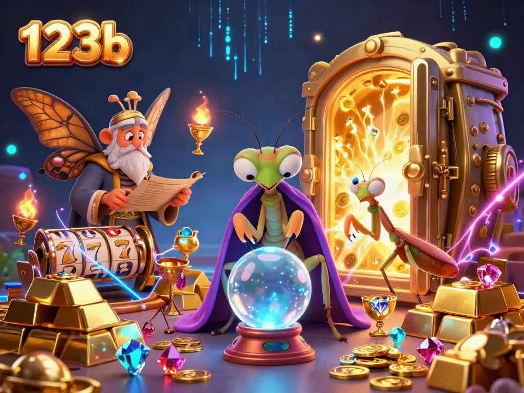 Experience the thrill of 123b with a mystical scene showcasing a fortune teller and precious treasures.