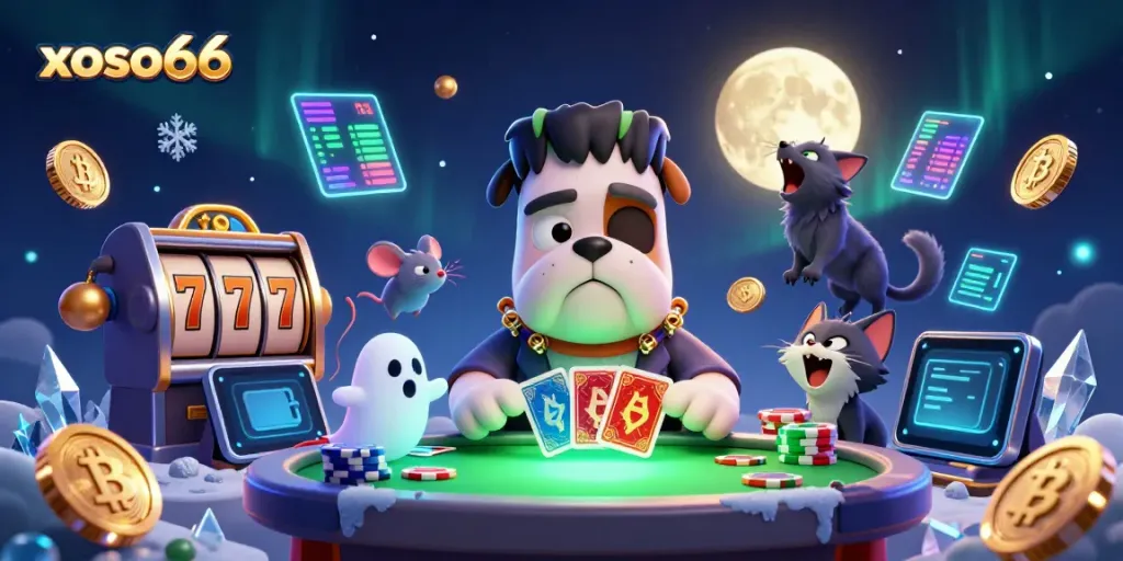 Experience thrilling card games at xoso66 with exciting characters in a rich 3D casino scene.