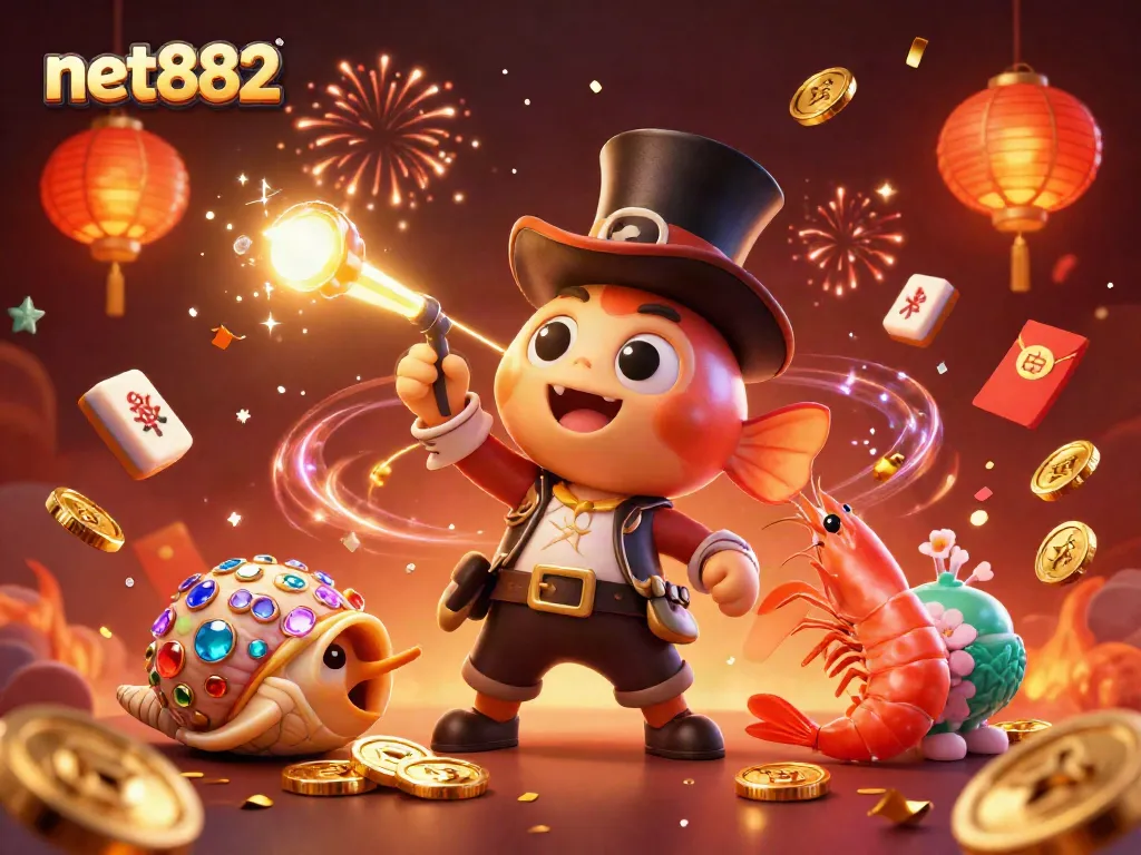 Engage in action-packed fun at net882 with vibrant 3D characters and casino-themed elements.