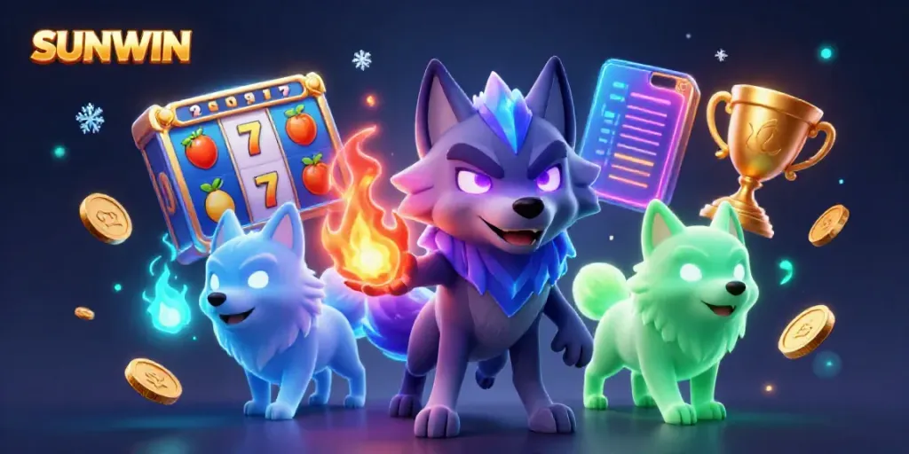 Experience SUNWIN's thrilling slot gaming adventure with dynamic reels, vibrant characters, and dazzling effects.