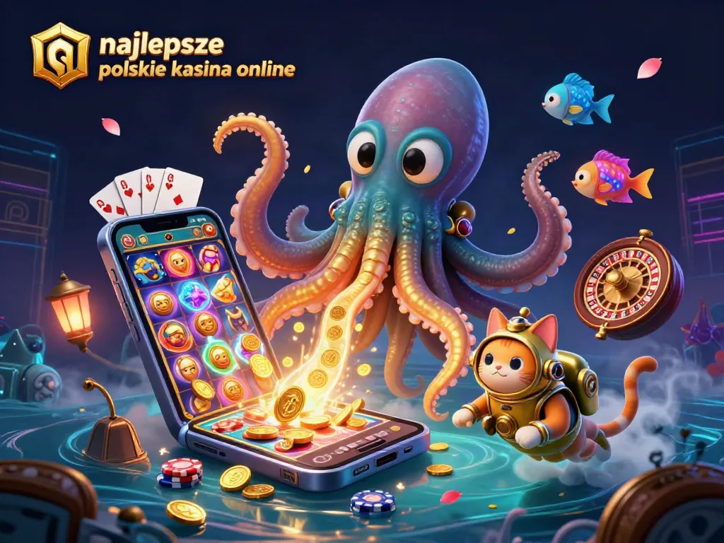 Experience the excitement of najlepsze polskie kasyna online with this vibrant casino-themed illustration showcasing dynamic gaming elements.