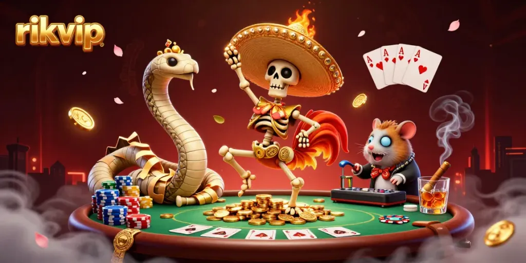 Celebrate victories at rikvip with dynamic casino elements and engaging characters.