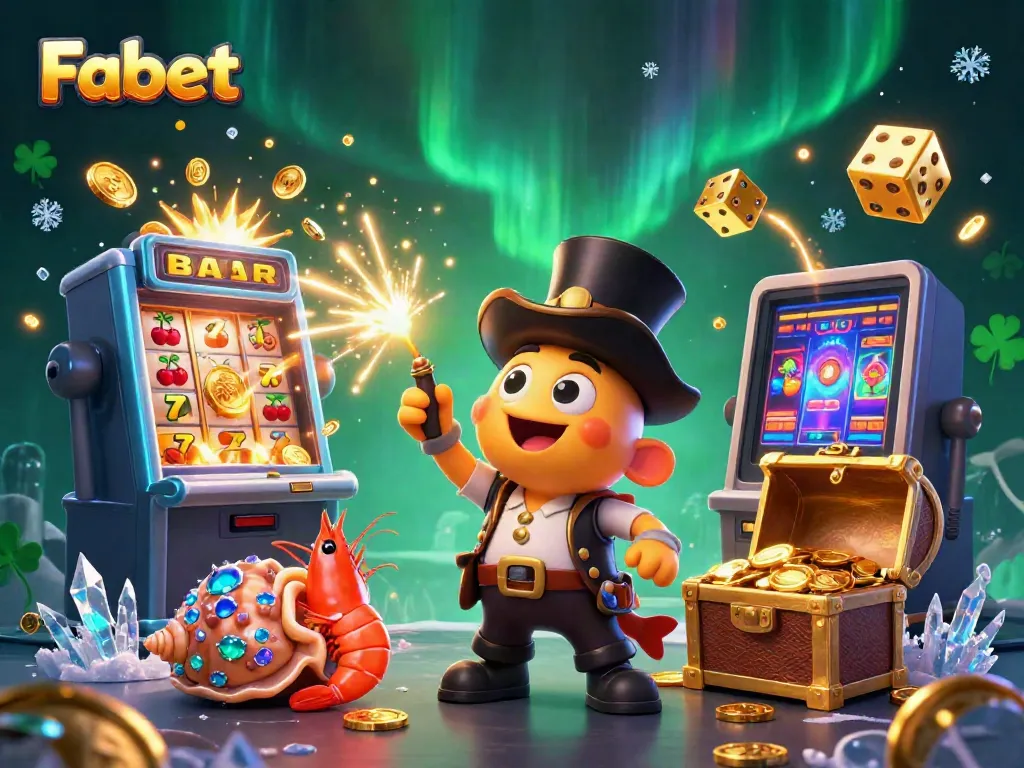 Experience Fabet's thrilling jackpot excitement with the anglerfish, pirate shrimp, and gem snail amidst dynamic casino elements.