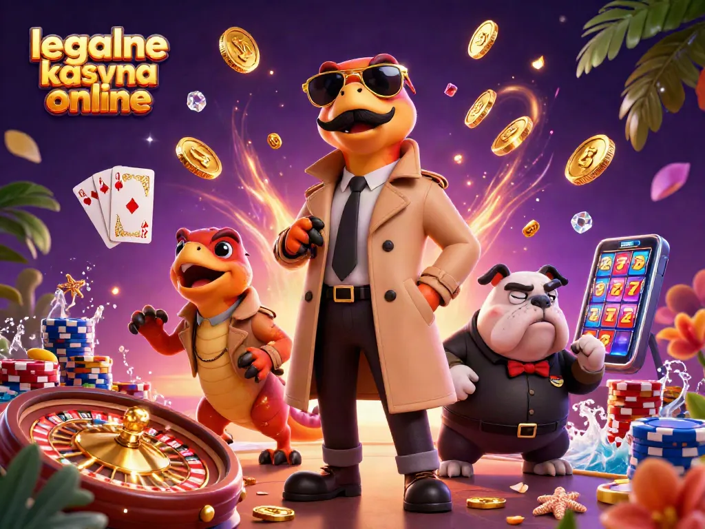 Experience the excitement of legalne kasyna online with raptors and casino elements in a vibrant scene.