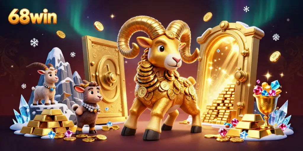 Experience thrilling gameplay at 68win with massive golden ram charging through gold treasures.