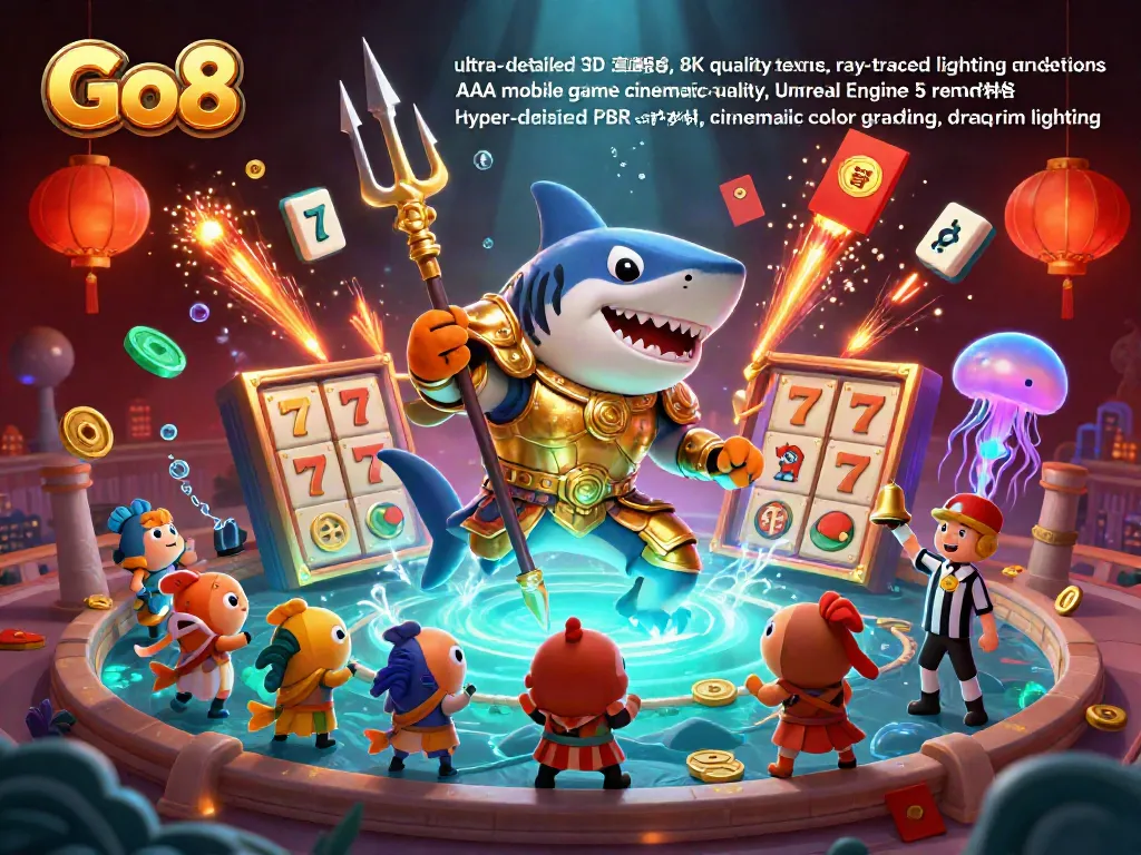 Engage with Go8 in this vibrant underwater casino scene showcasing detailed slot elements and a dynamic atmosphere.