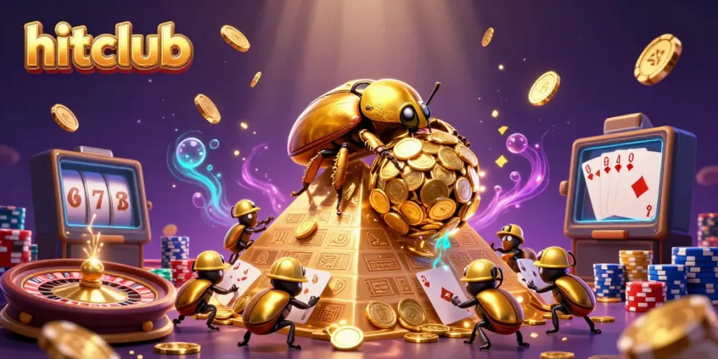 Experience the excitement of hitclub with roaring jackpots and dynamic casino visuals in an engaging 3D scene.