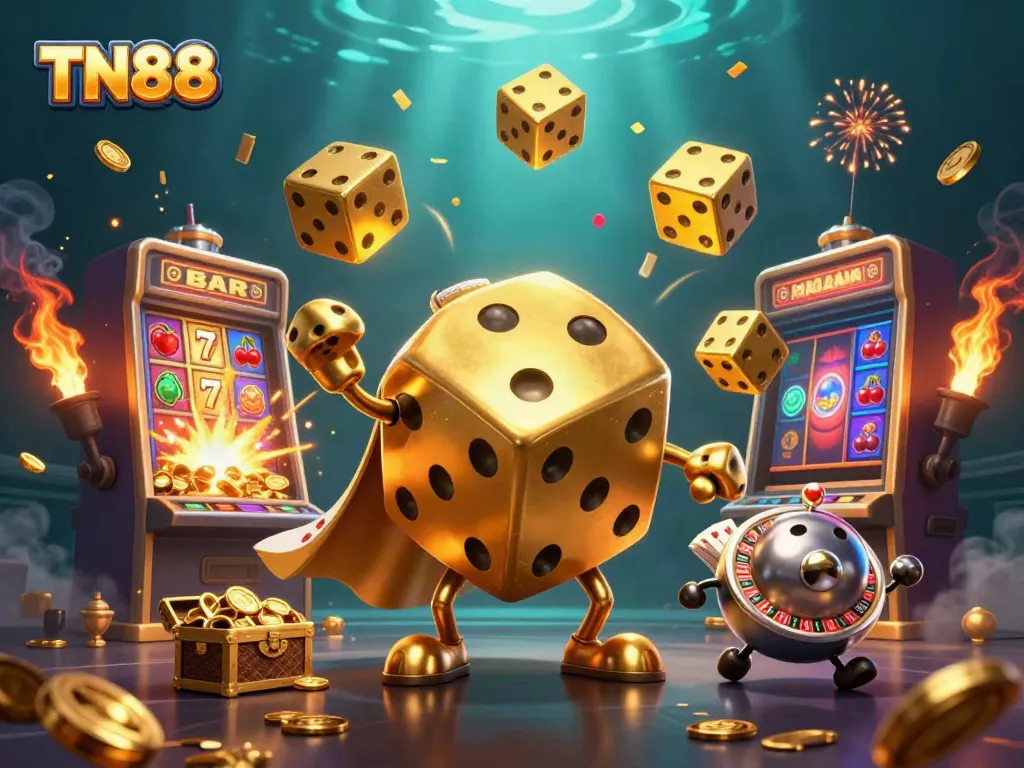 Experience thrilling casino action with the dynamic TN88 game characters in a dazzling 3D illustration.