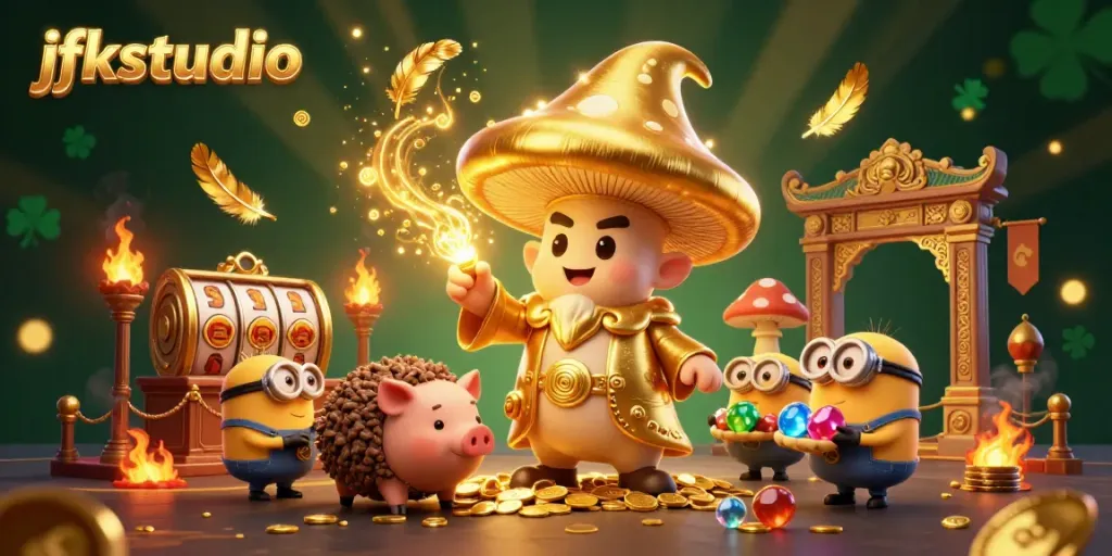 Experience exciting gameplay at jfkstudio with dynamic treasure-hunting scenes in a vibrant casino world.