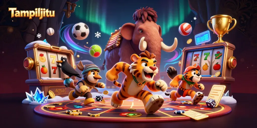 Experience dynamic gaming at Tampiljitu with a prehistoric casino featuring lively characters and exciting elements.