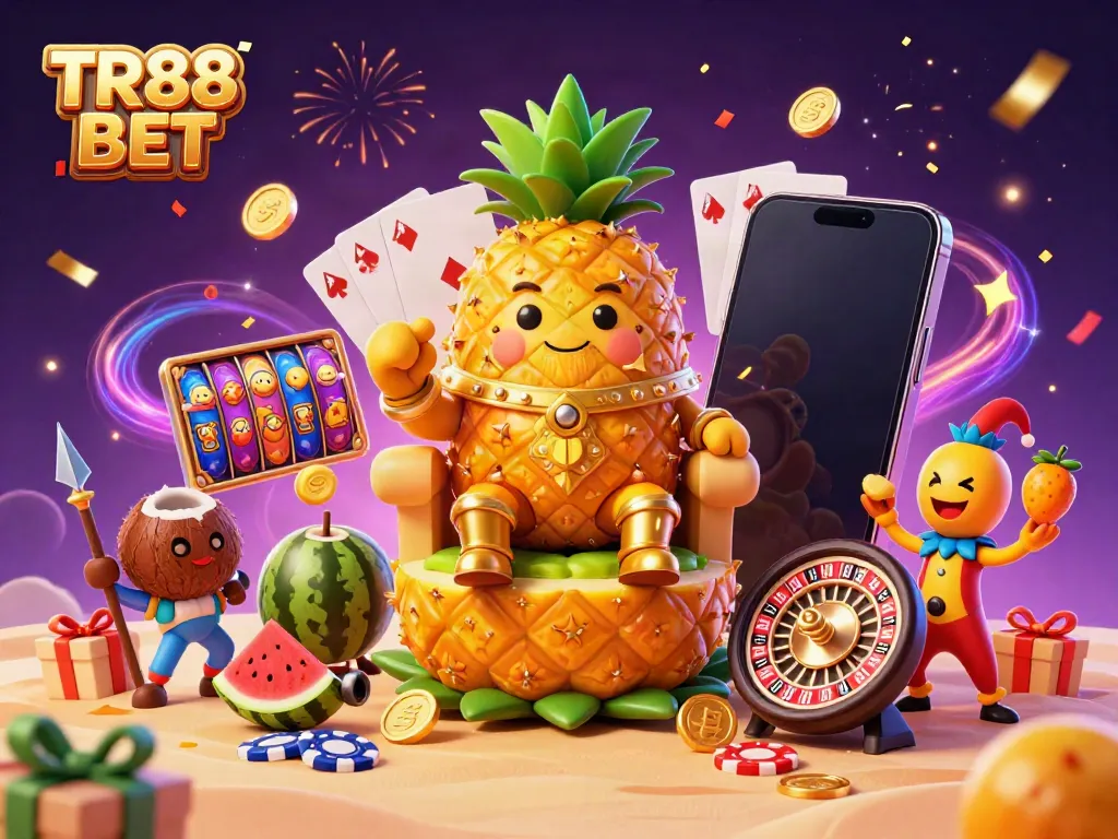 Experience the exciting TR88 BET casino atmosphere with a vibrant and interactive scene.