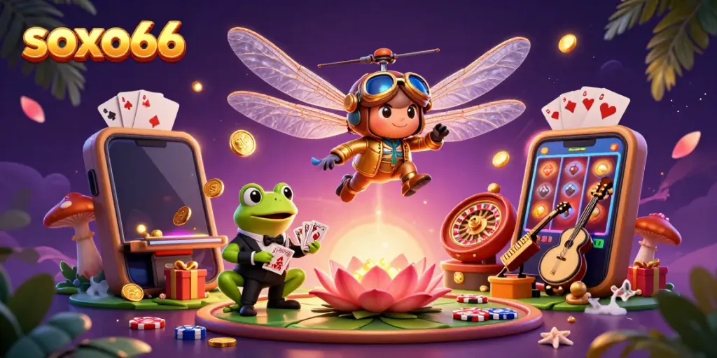 Experience the thrill with soxo66, as the dragonfly pilot and frog croupier bring the casino to life!