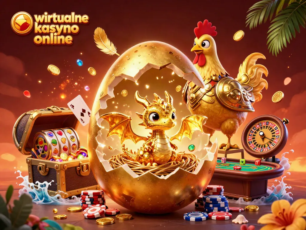 Engage in thrilling games at wirtualne kasyno online featuring a magical golden scene with immersive slots and poker elements.