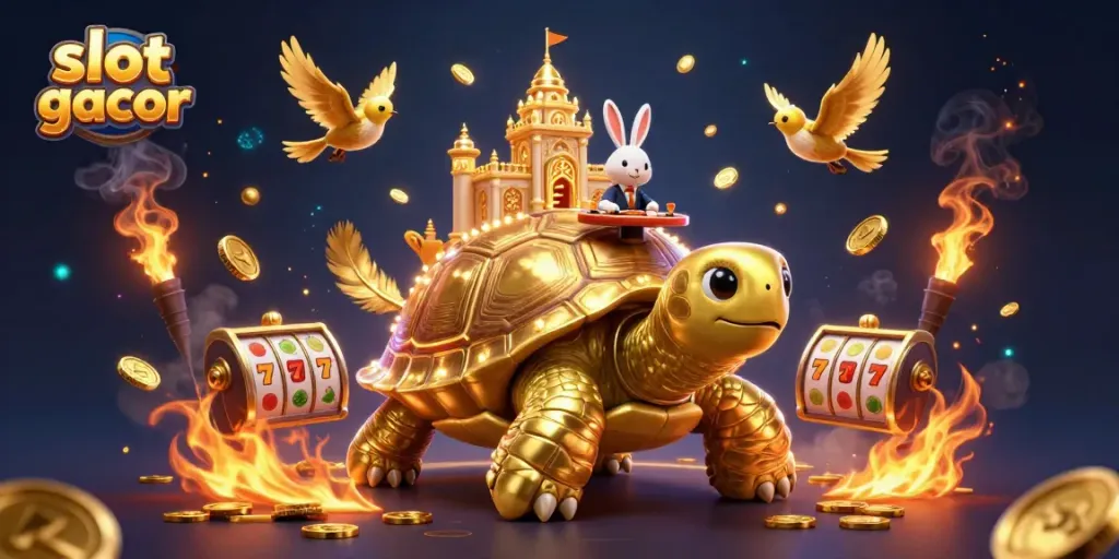 Slot gacor menghidupkan permainan dengan simbol keberuntungan dan dealer yang ceria.