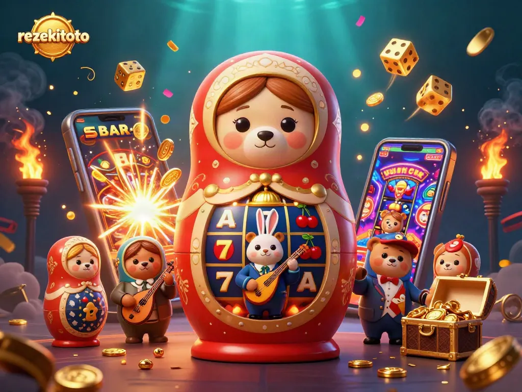 Experience the thrill of rezekitoto with vibrant casino gaming elements and charming characters.