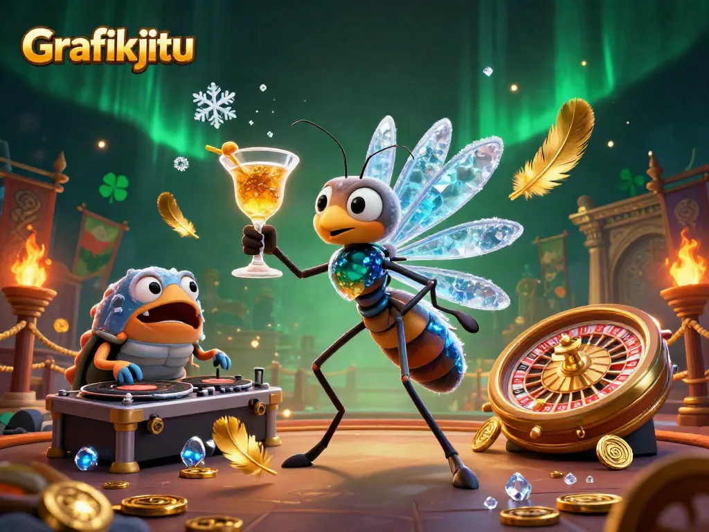 Experience the excitement of Grafikjitu with unique 3D characters celebrating casino life!