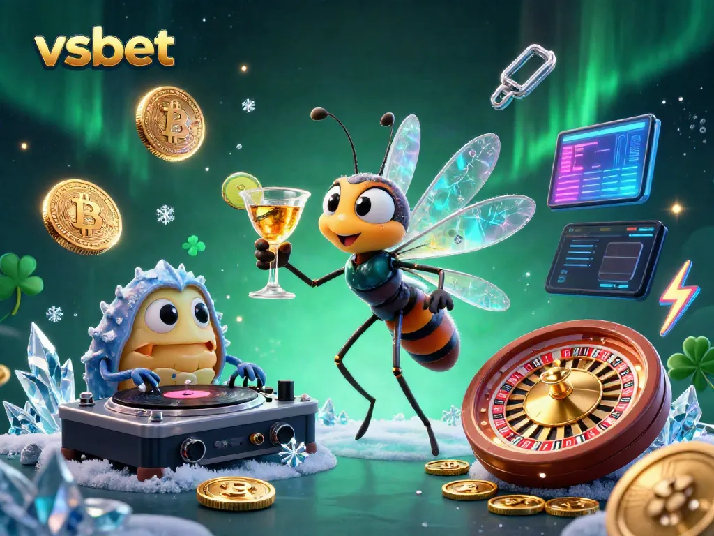 Experience the thrill of vsbet with vibrant casino characters and digital elements in a dynamic illustration.