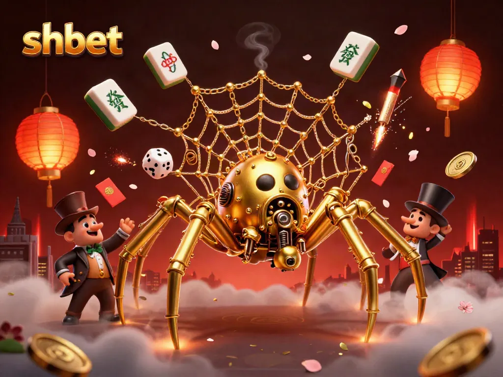 Experience shbet's thrilling web of games while immersed in this vibrant casino illustration.