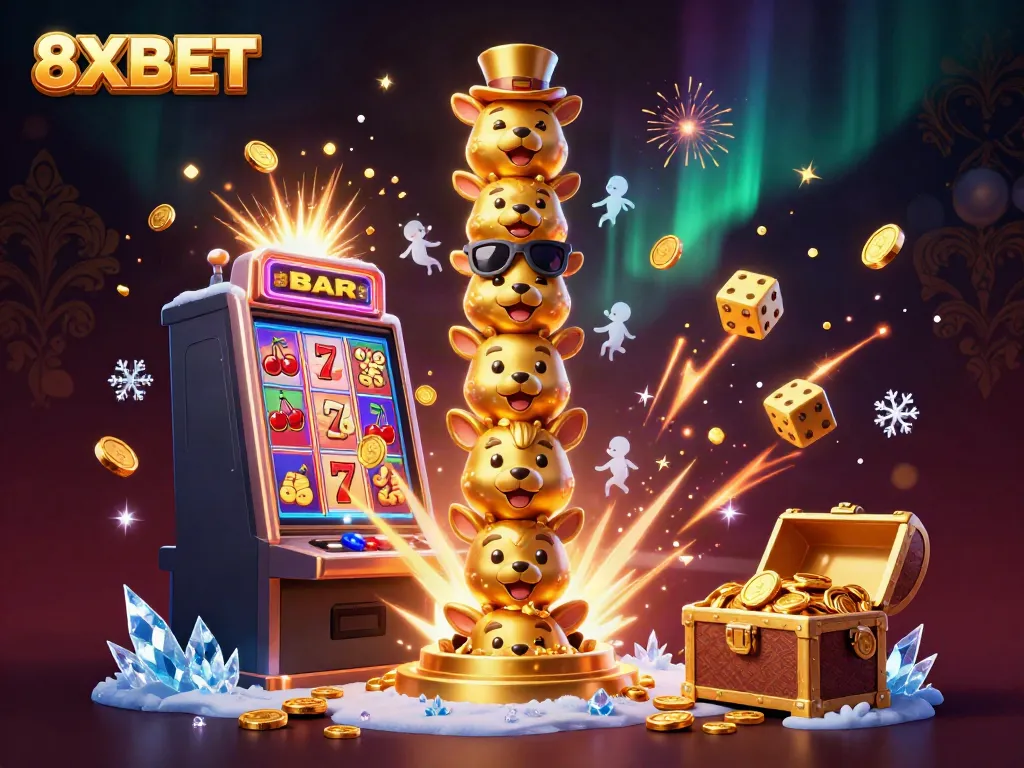 Engage with 8XBET's dynamic casino experience through vibrant 3D visuals and exciting gaming elements.