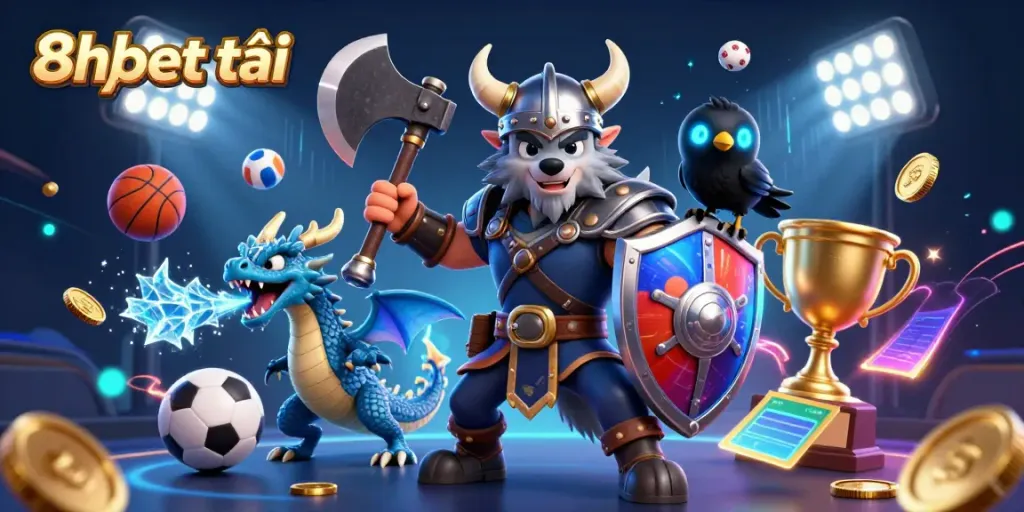 Experience the thrill of 8xbet tải with a captivating Viking scene showcasing dynamic sports elements and a magical atmosphere.