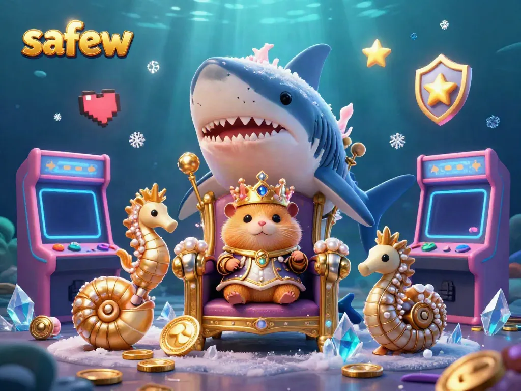 Engage in safer gambling experiences with Safew in a colorful underwater casino scene featuring charming characters.