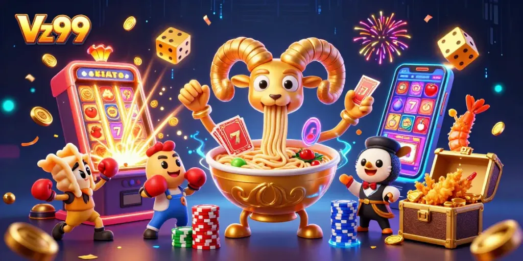 Experience vibrant gaming excitement with Vz99's colorful casino characters and winning jackpots!