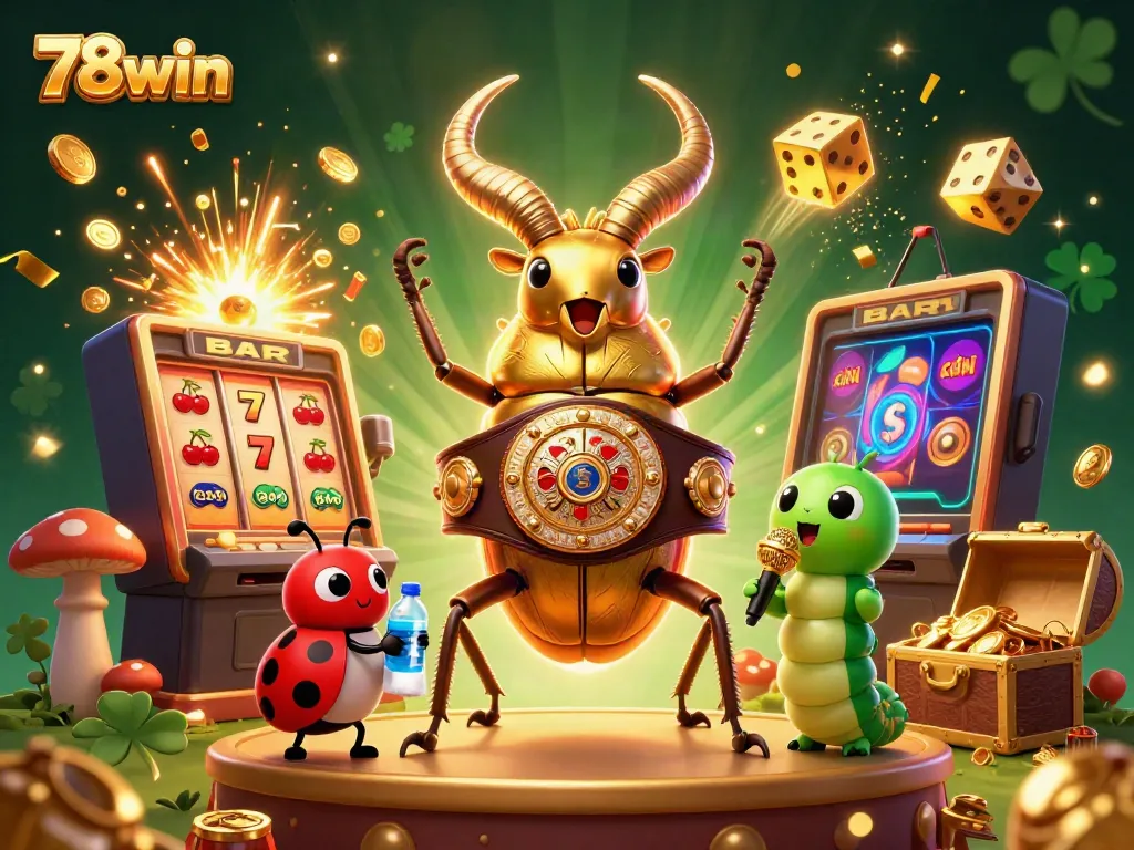 Experience vibrant 78win casino action with a dramatic golden beetle boxing ring scene.