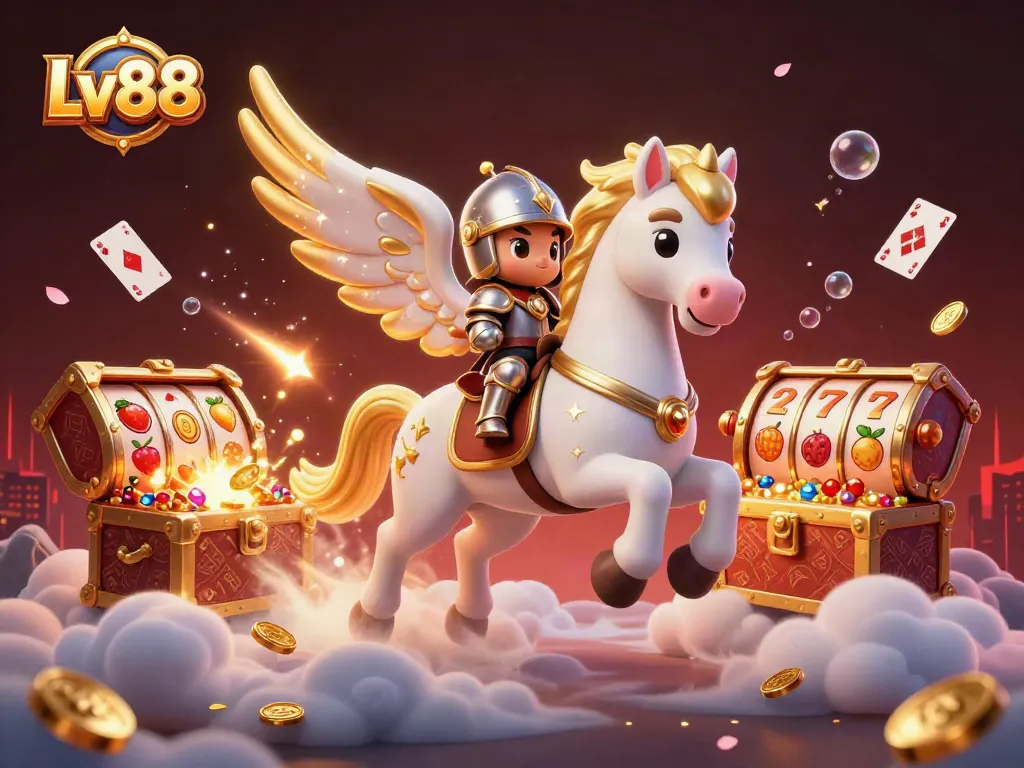 Experience thrilling wins with Lv88 in a vibrant 3D casino scene packed with games and excitement.