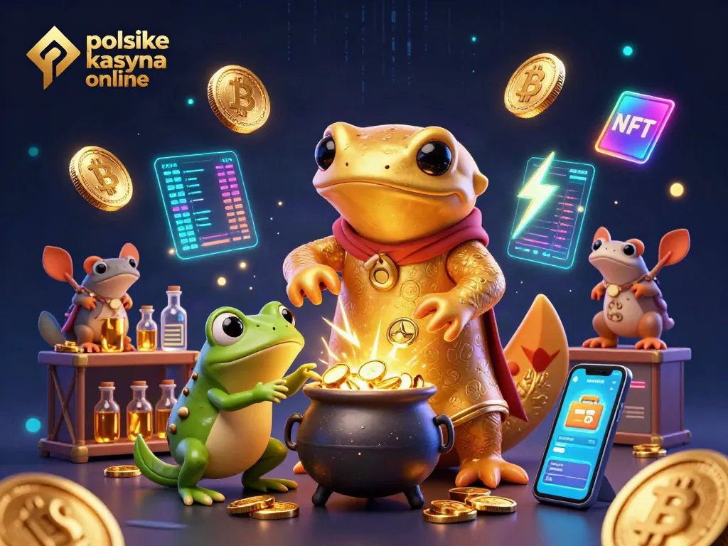 Engage with polskie kasyna online through a vibrant scene of a golden salamander alchemist and mystical elements.