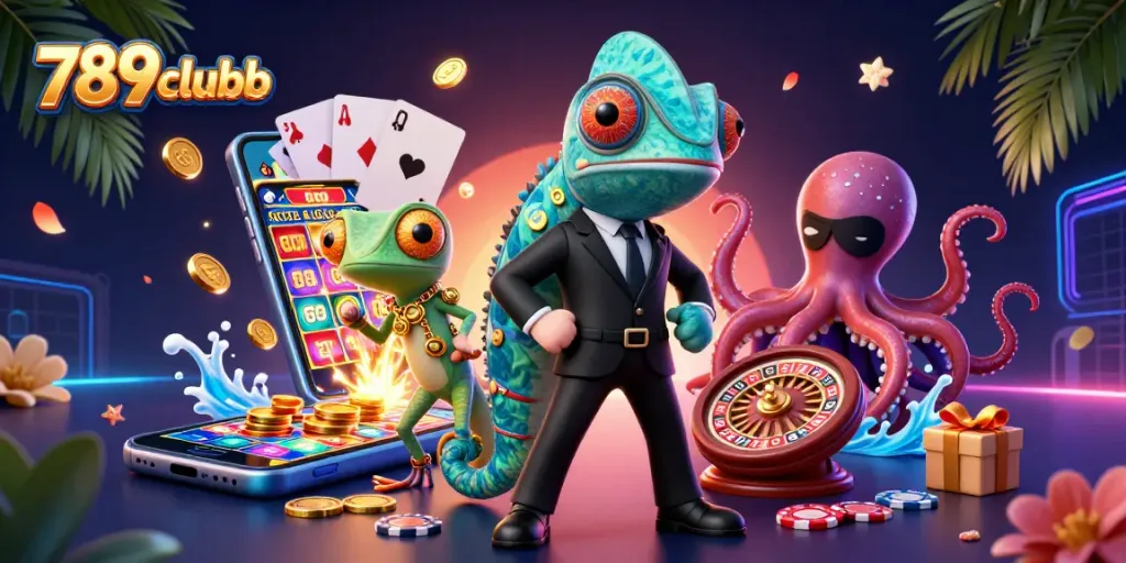 Engage with exciting slots at 789clubb featuring vibrant gaming elements and characters in a thrilling casino atmosphere.