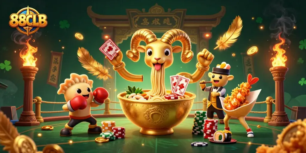 88CLB dealers stack chips and play cards in a vibrant 3D casino scene