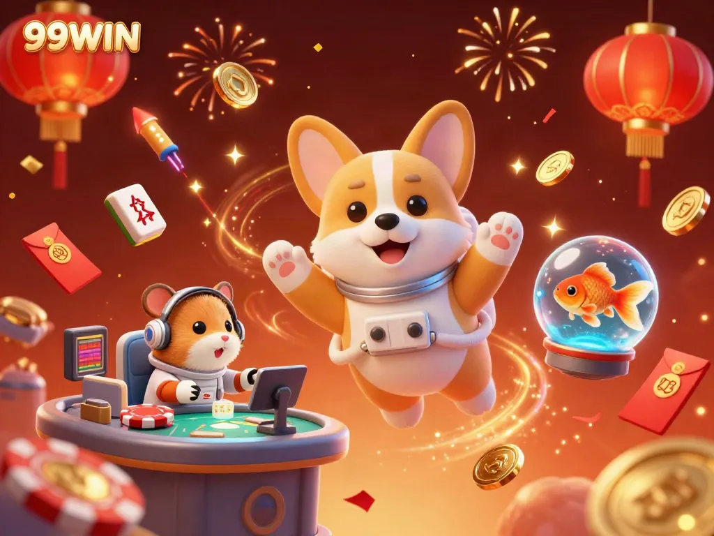 Experience thrilling gaming action with the 99WIN astronaut corgi in a dynamic space casino.