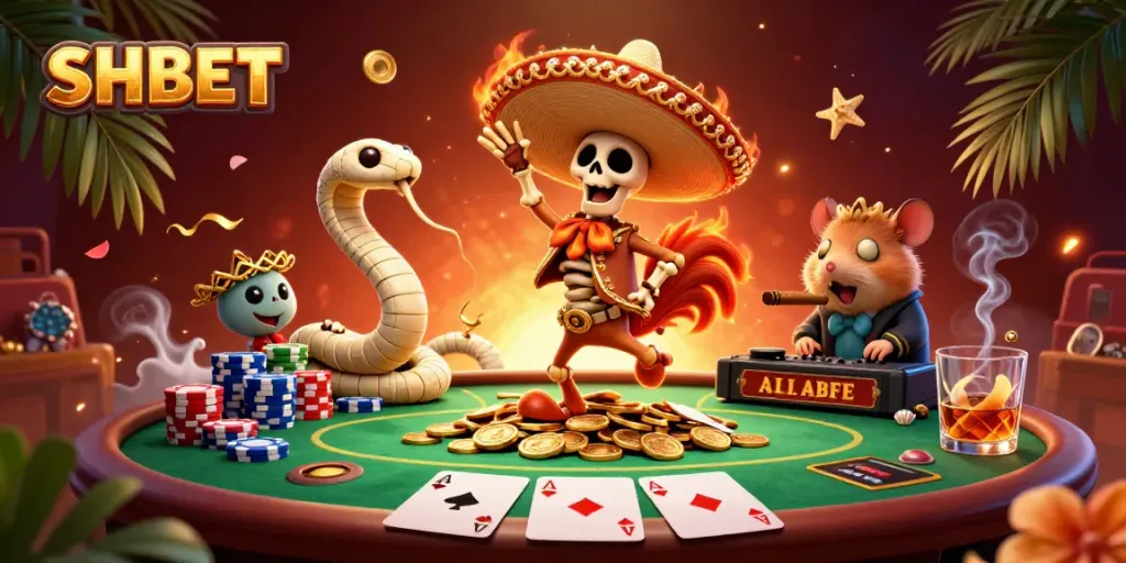 Experience victory and excitement with SHBET through a lively 3D casino scene.