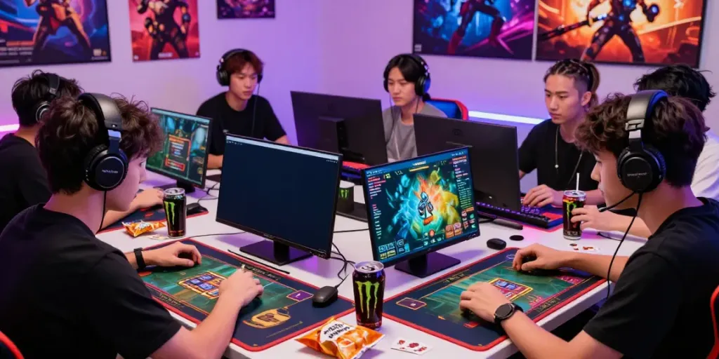 Players enjoying a competitive game on https://sunwint4.com/ with engaging visuals and modern gaming setup.
