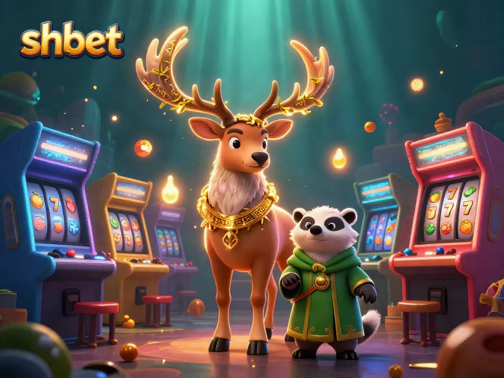 Experience the thrill of shbet with a vibrant array of animated casino elements and colorful game characters.