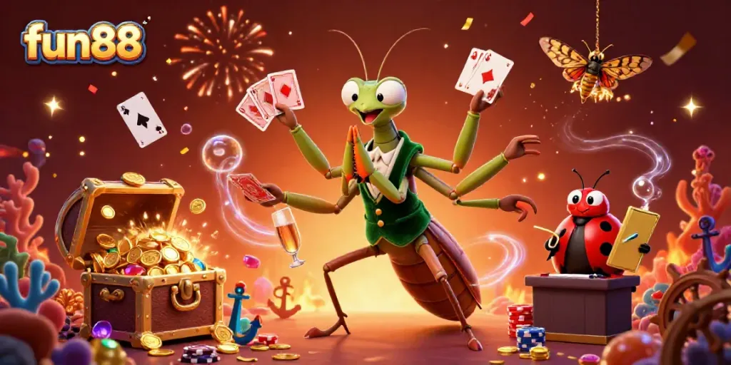 Engage in exciting gameplay at fun88, featuring vibrant casino characters and dynamic game elements.