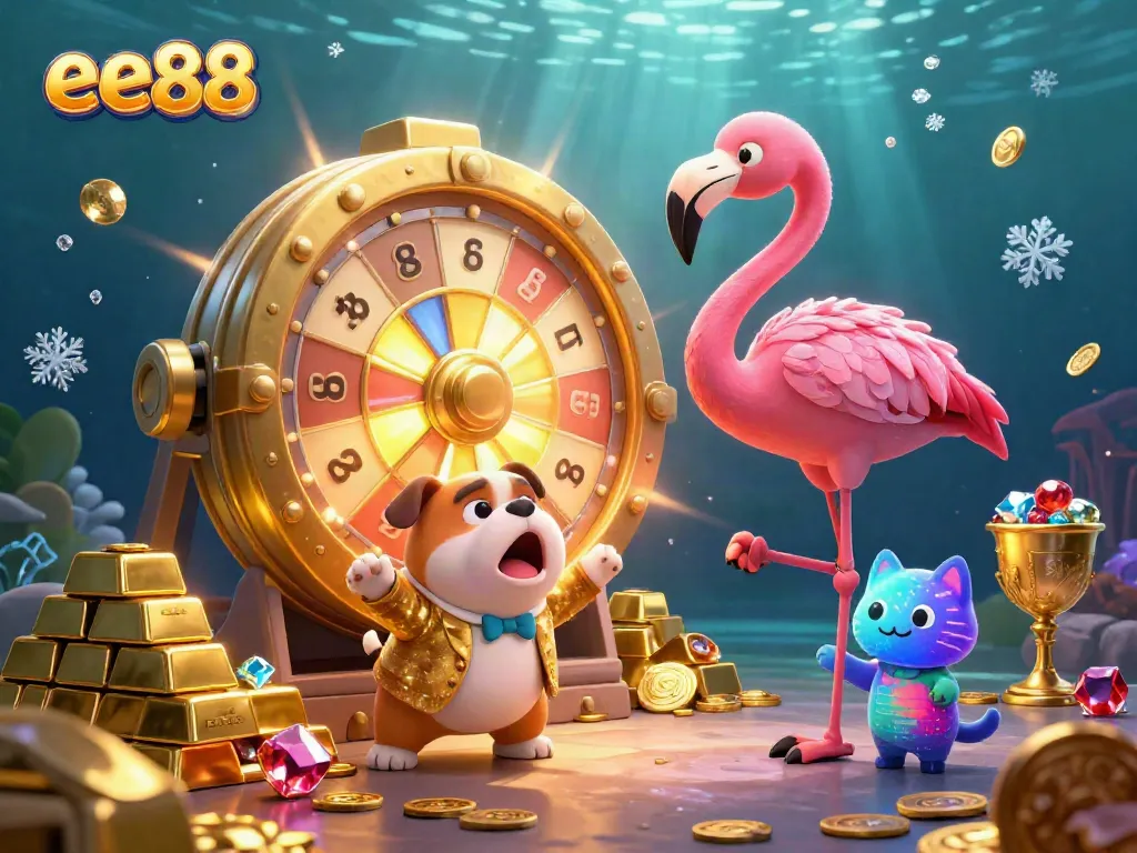 Spin the ee88 prize wheel with animated characters for an exciting casino experience!