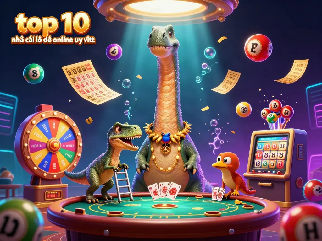 Engage with the top 10 nhà cái lô đề online uy tín through vibrant 3D casino scenes filled with lottery excitement.