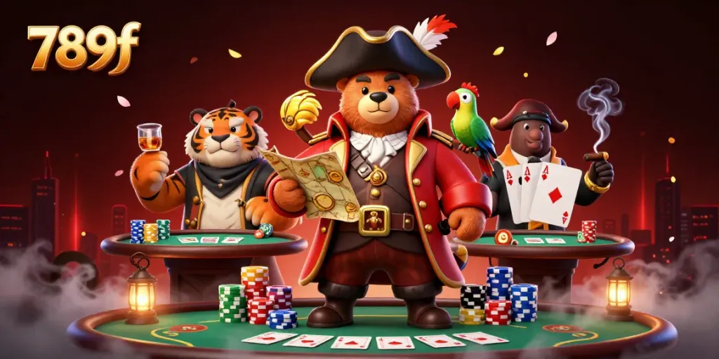 Experience thrilling gameplay with 789f, where a pirate bear leads a casino adventure.