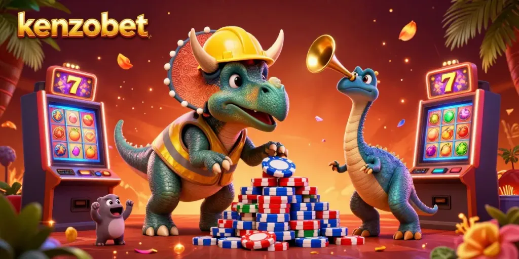 Engage in exciting casino play with kenzobet featuring vibrant slot machine elements.